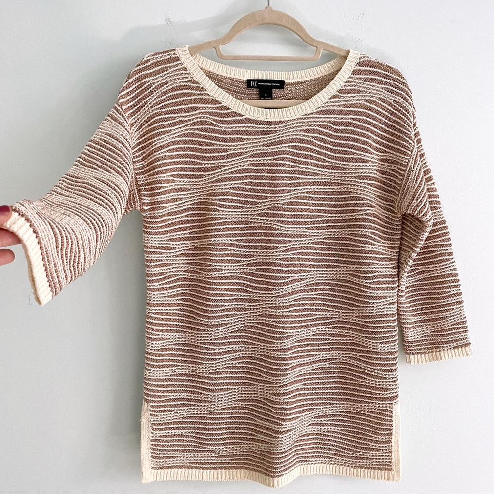 Sweater in Metallic Copper and White Sweater by INC International Concepts